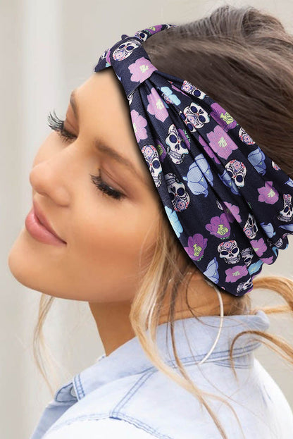 Diadema con lazo estampado con tema de Halloween naranja pomelo 