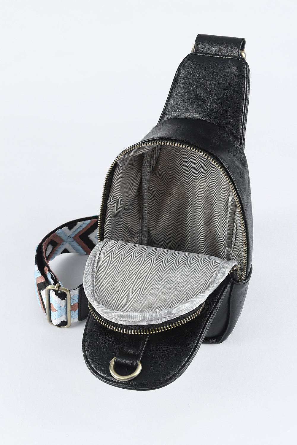 Bolso bandolera de piel sintética con cremallera