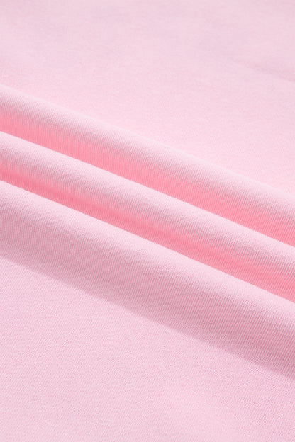 Pink Embroidered Tennis Club Crew Neck Pullover Sweatshirt