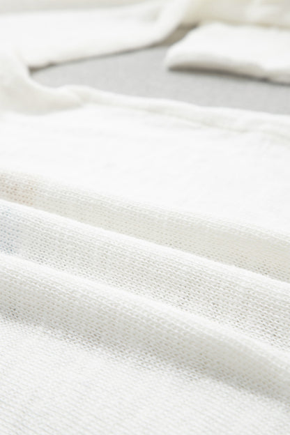 White V Neck Lightweight Knit BEACH SIDE Shift Tunic Sweater