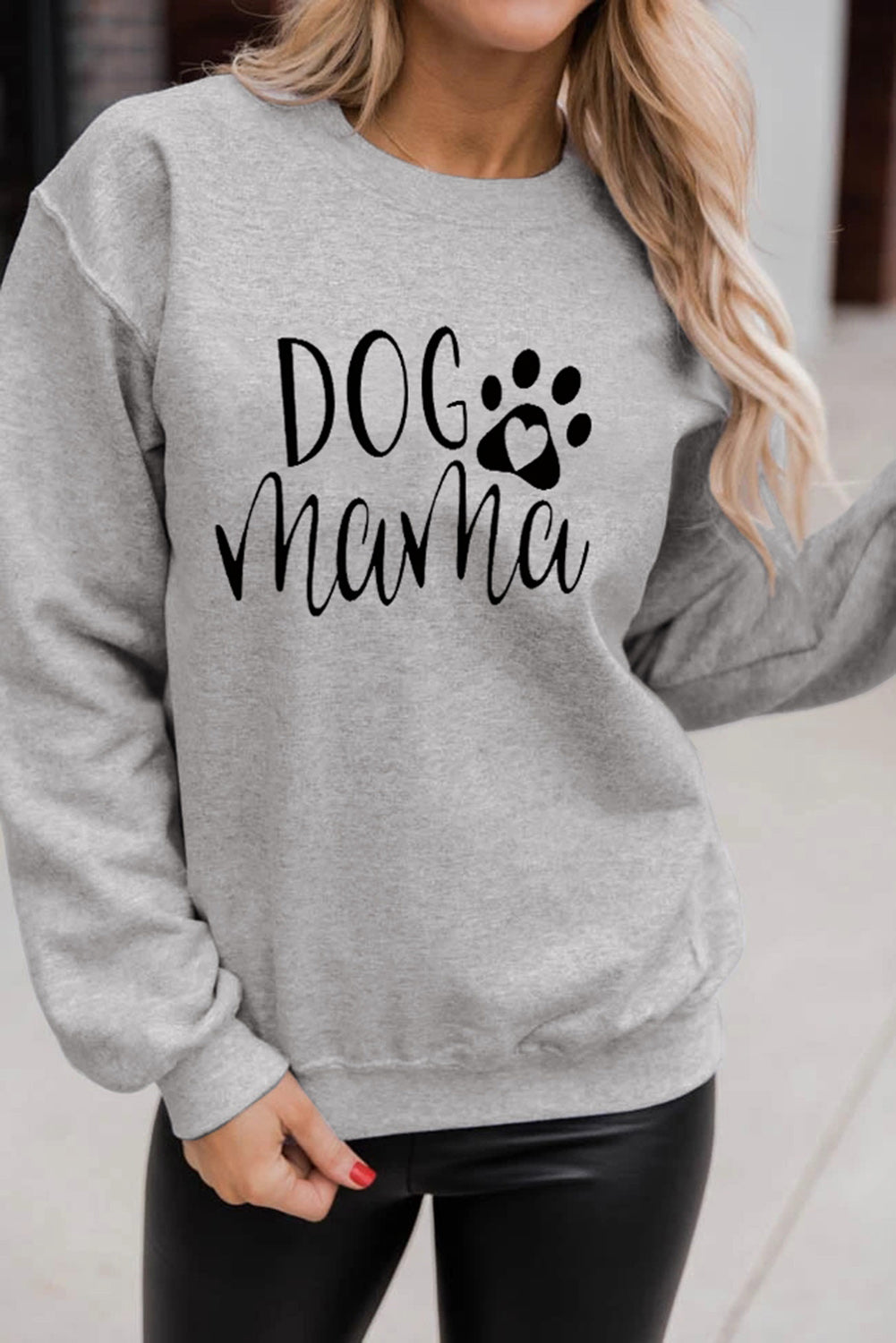 Dog MAMA Graphic Print Long Sleeve Sweatshirt