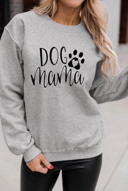 Dog MAMA Graphic Print Long Sleeve Sweatshirt