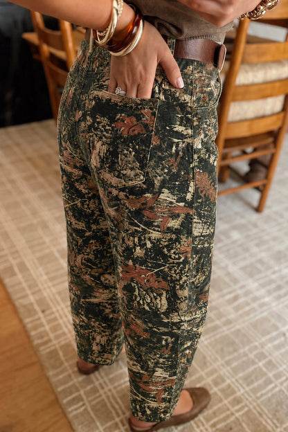 Multicolour Western Woodland Camouflage Straight Leg Shift Jeans