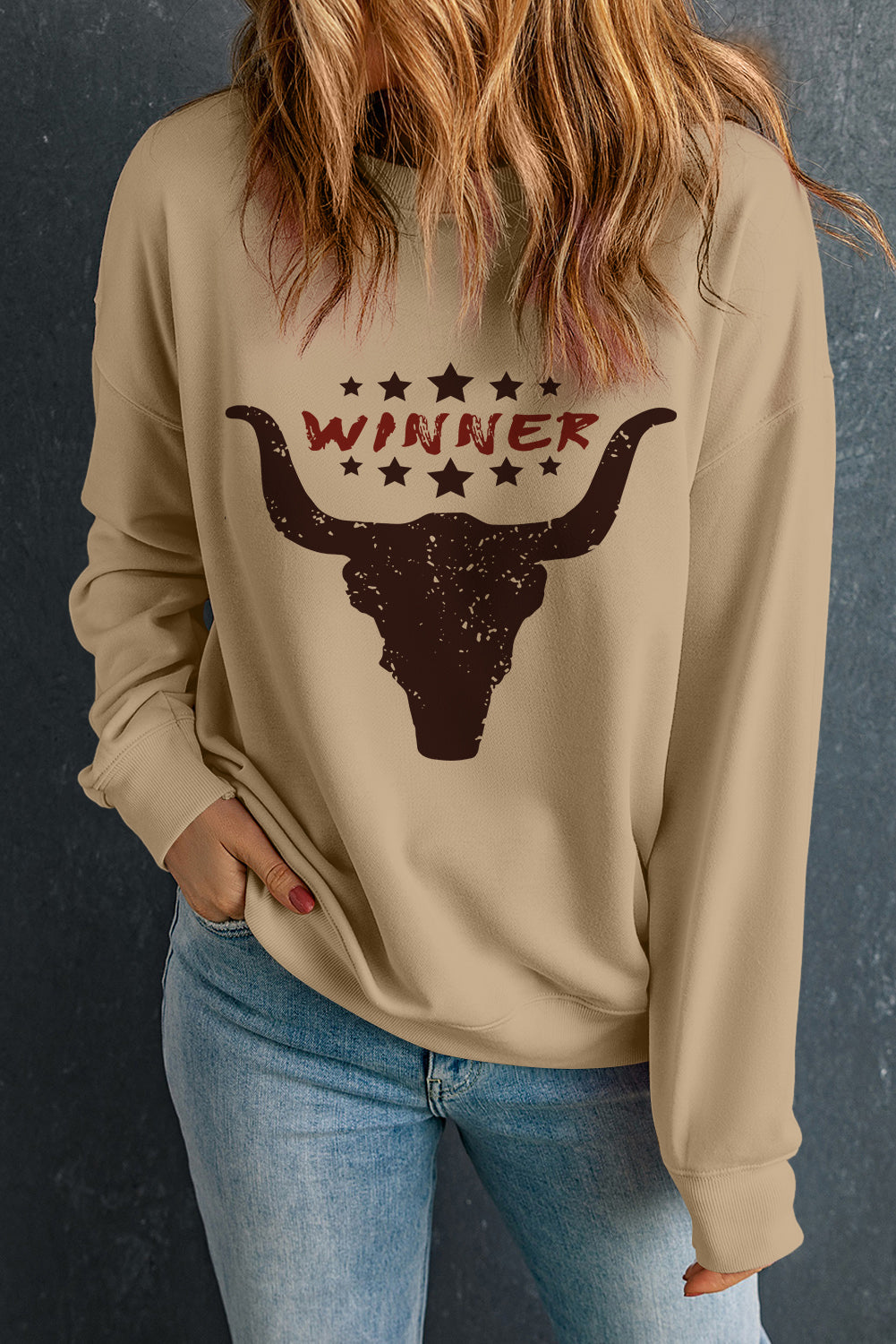 Sweat-shirt graphique kaki WINNER Steer Head