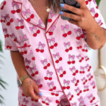 Pink Cherry/Bow Print Short Pajama Set