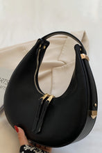 Adjustable Strap Zipped Faux Leather Shoulder Bag
