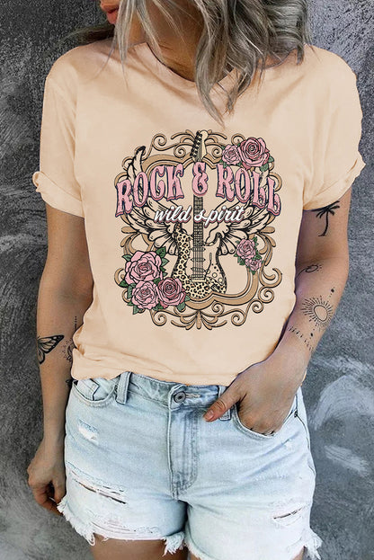 T-shirt graphique à manches courtes imprimé léopard kaki AMEN