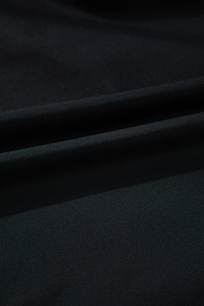 Black Crossed V Neck Adjustable Strap Babydoll Tankini Top