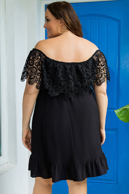 Off-the-shoulder Lace Sleeves Plus size Dress