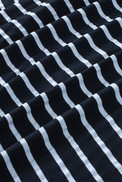 Haut à manches longues boutonné à volants et imprimé rayé