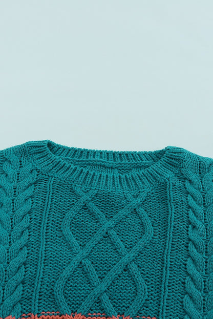 Suéter tipo jersey de punto texturizado con bloques de color a rayas 