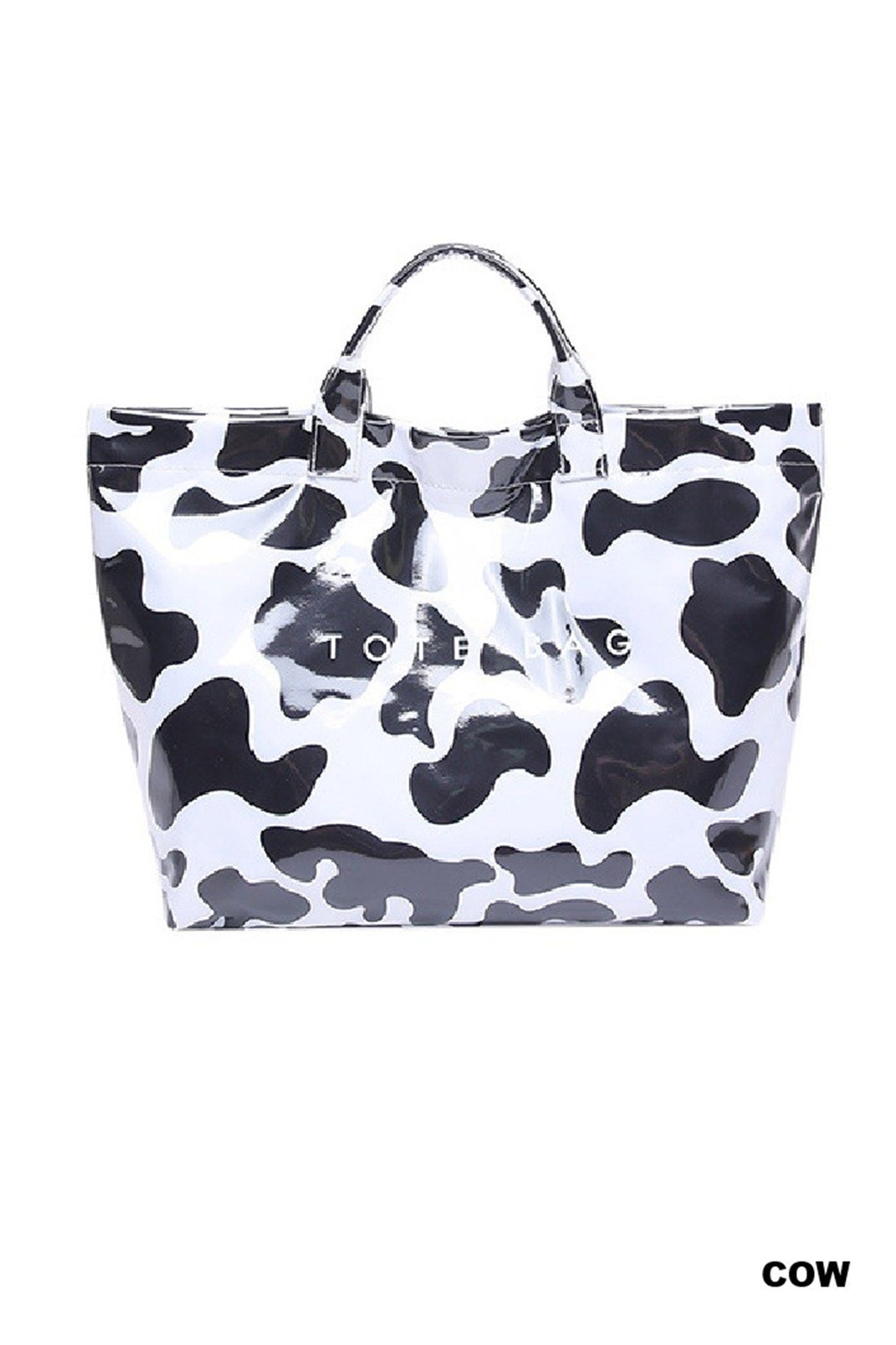 White Cow Spots Print Travel Tote Bag