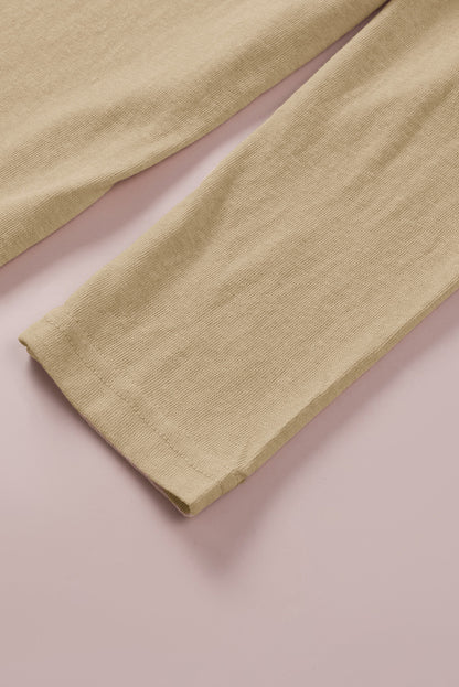 Cardigan ouvert à boutons de couleur unie beige