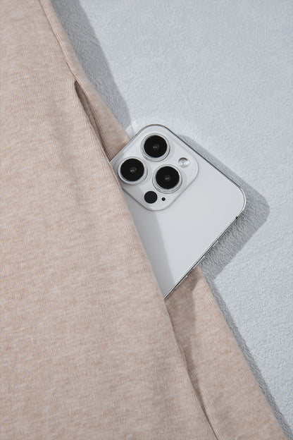 Parchment Solid Color Long Sleeve Casual Tunic Shift Cardigan