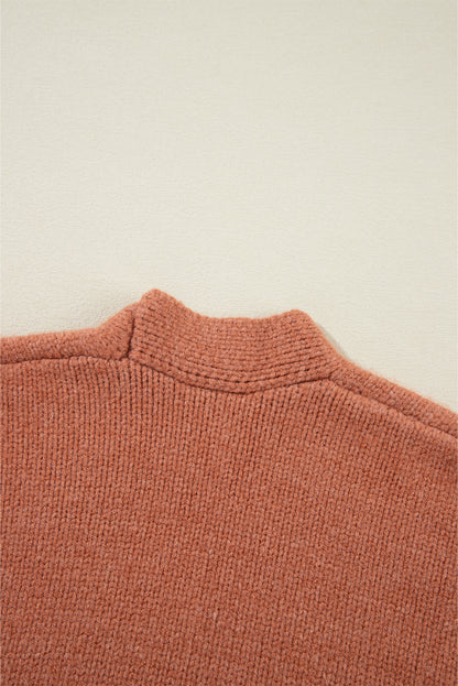 Cardigan court ouvert sur le devant beige clair à épaules tombantes