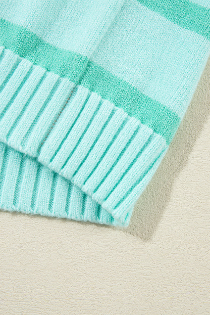 Pull ample à rayures dégradées multicolores et bords côtelés