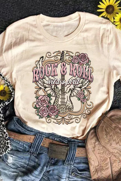 T-shirt graphique à manches courtes imprimé léopard kaki AMEN