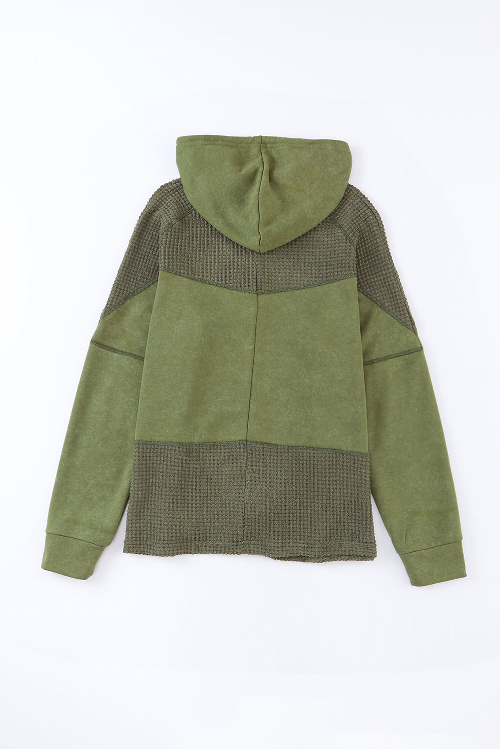 Khaki Waffle Patchwork Vintage Washed Hooded Jacket