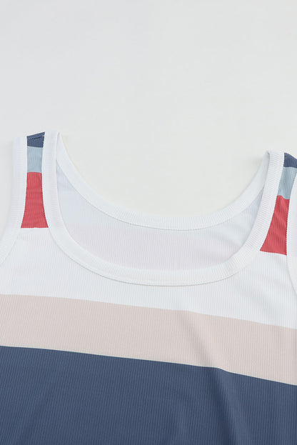 Débardeur à rayures multicolores et col cranté