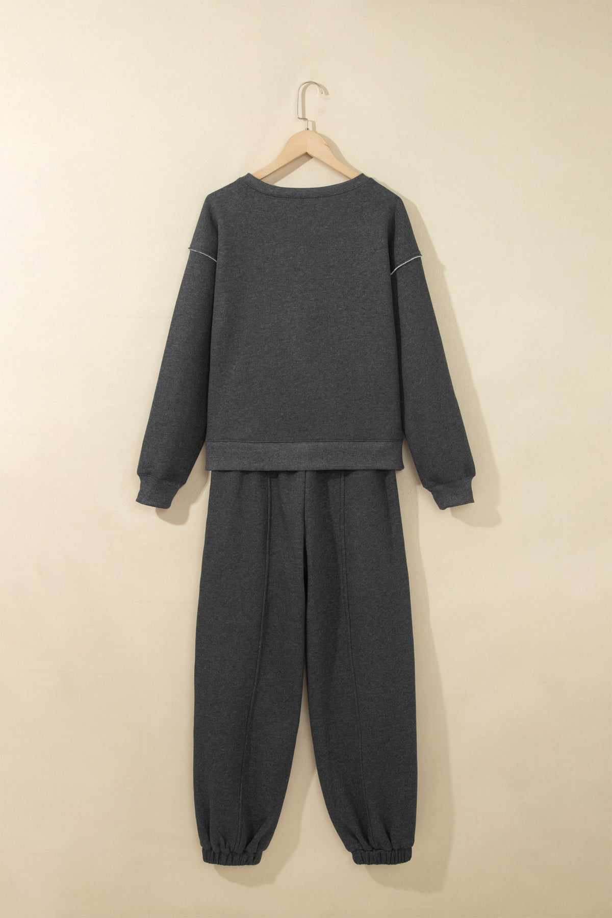 Carbon Grey Solid Colorblock Jogger Pants Set