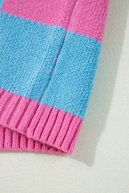 Débardeur pull à carreaux colorblock rose Sachet avec bordure côtelée