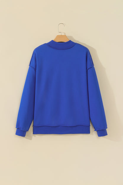 Bluing Oversize Drop Shoulder Reversible Mock Neck Sweatshirt