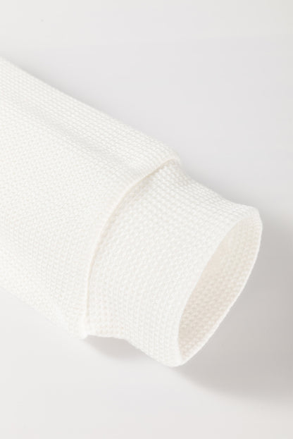 Haut raglan en maille gaufrée à motif patchwork floral blanc