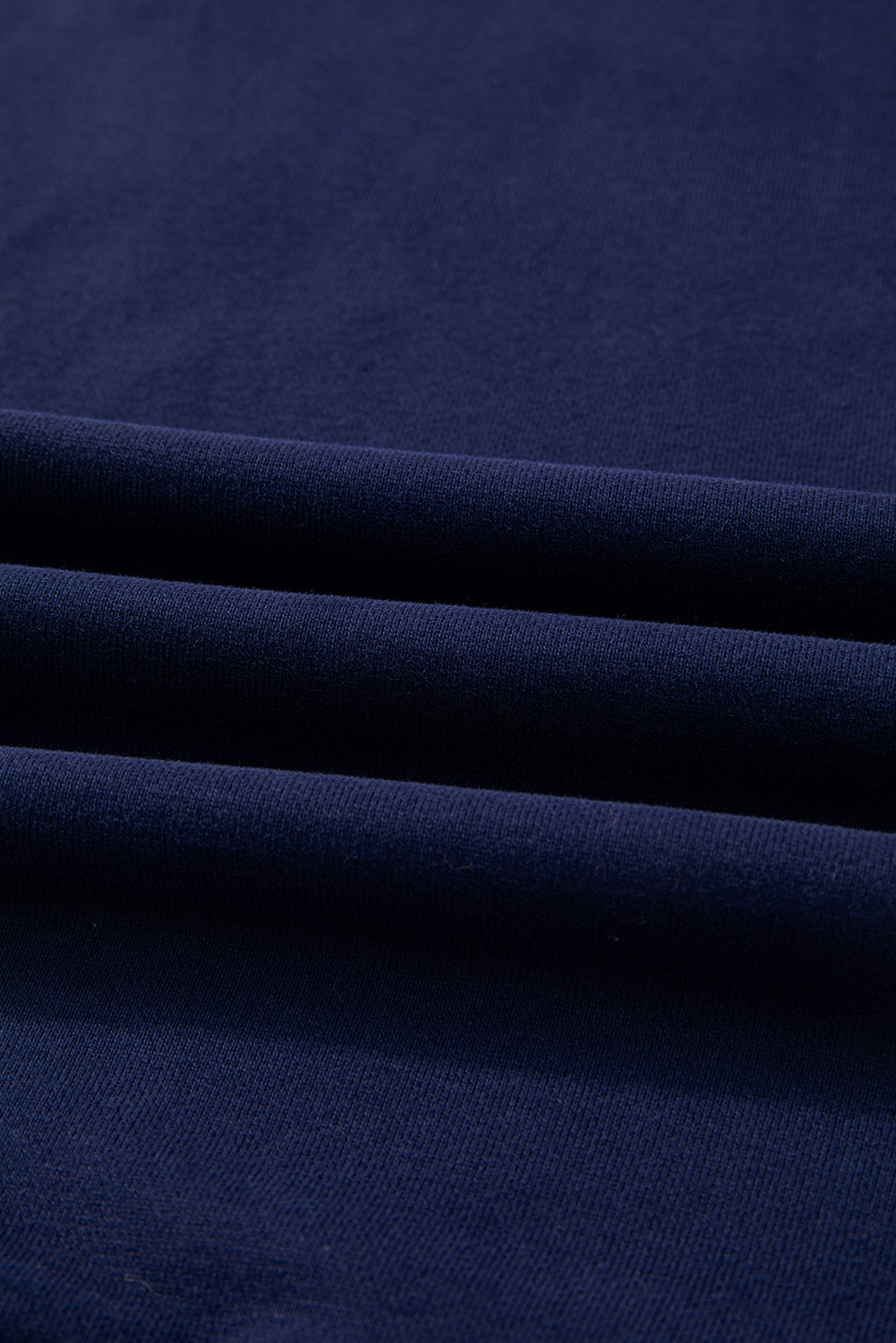 Navy Blue Solid O Neck High Low Hem Pullover Sweatshirt