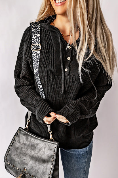 Pull à capuche col V Henley 