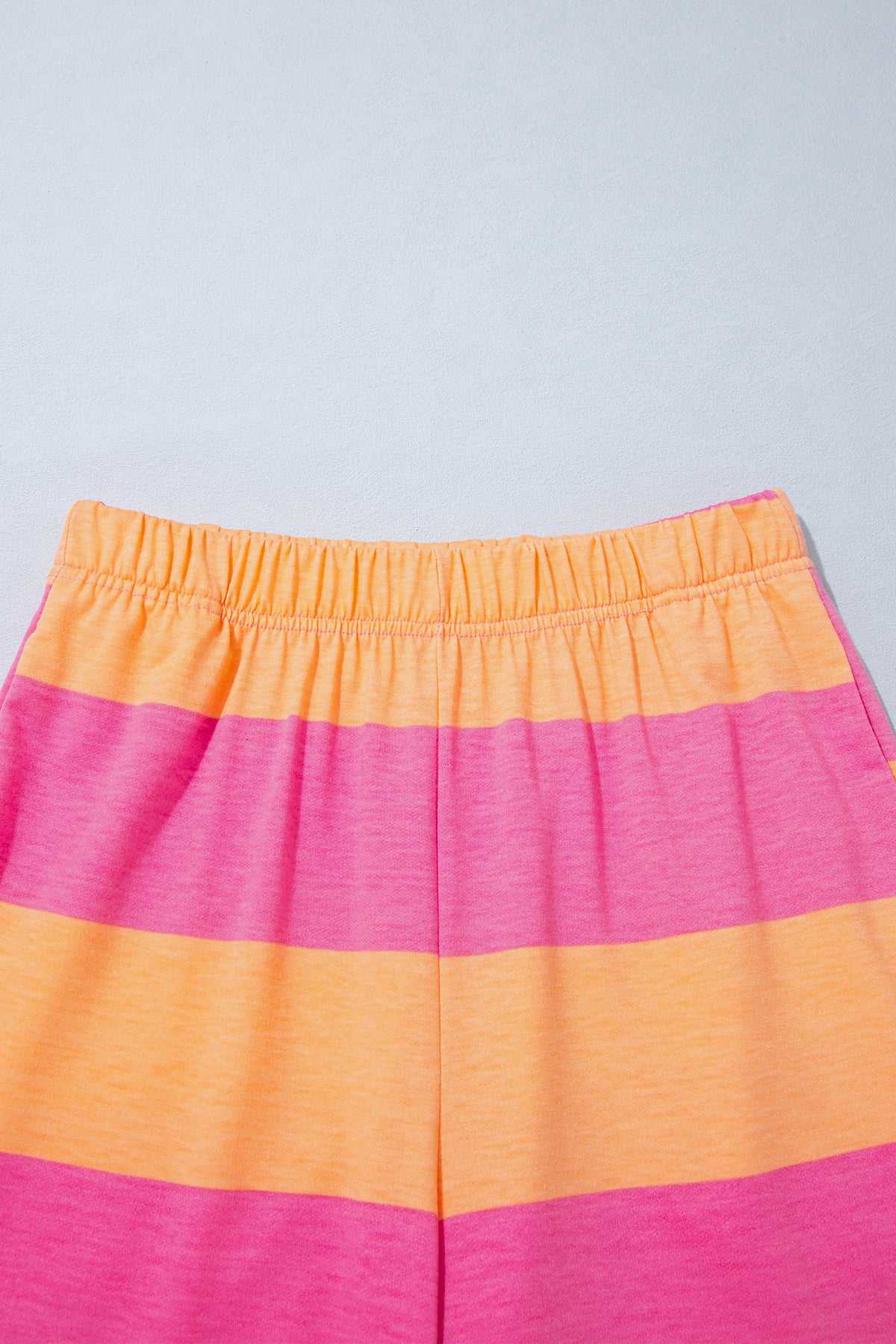 Orange Stripe Colorblock Half Sleeve Top Casual Loose Pants 2pcs Set
