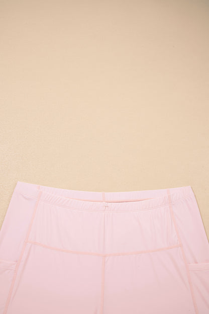 Pink Plus Size Build-in Shorts Sleeveless Dress With Short Two Piece Set
