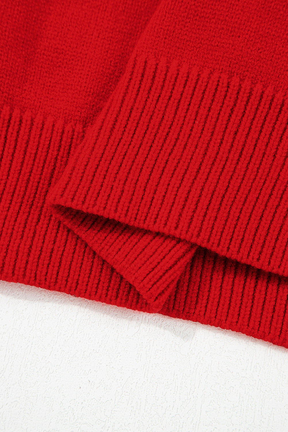 Fiery Red Merry Snowflake Pattern Christmas Turtleneck Sweater