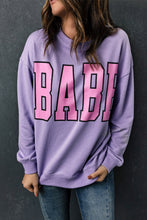 BABE Letter Graphic Pullover Sweatshirt