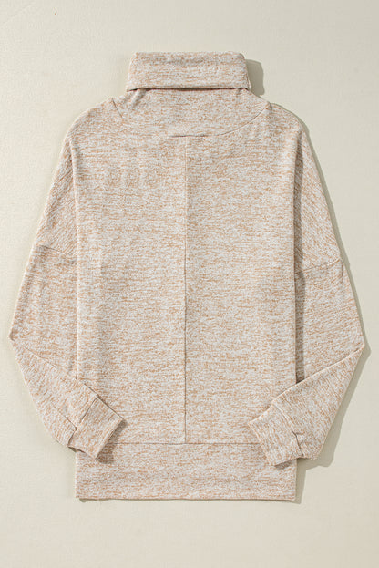 Haut fendu à manches longues et col montant avec cordon de serrage et imprimé abricot