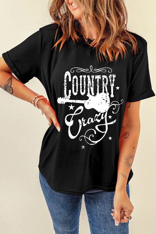 T-shirt ras du cou imprimé Black Country Music Crazy