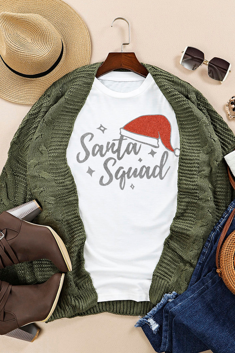 T-shirt à manches courtes avec imprimé graphique Santa Squad