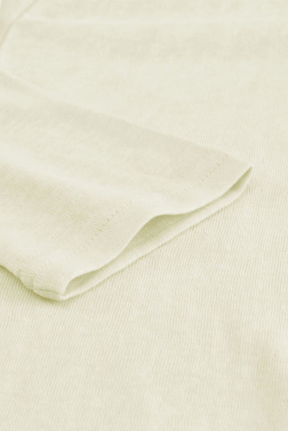 Cardigan ouvert à boutons de couleur unie beige