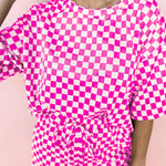 Rose Checkered Top and Short Casual 2pcs Set