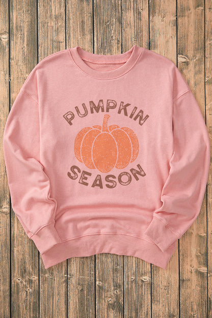 Pink PUMPKIN SEASON Crew Neck Drop Shoulder Sweatshirt