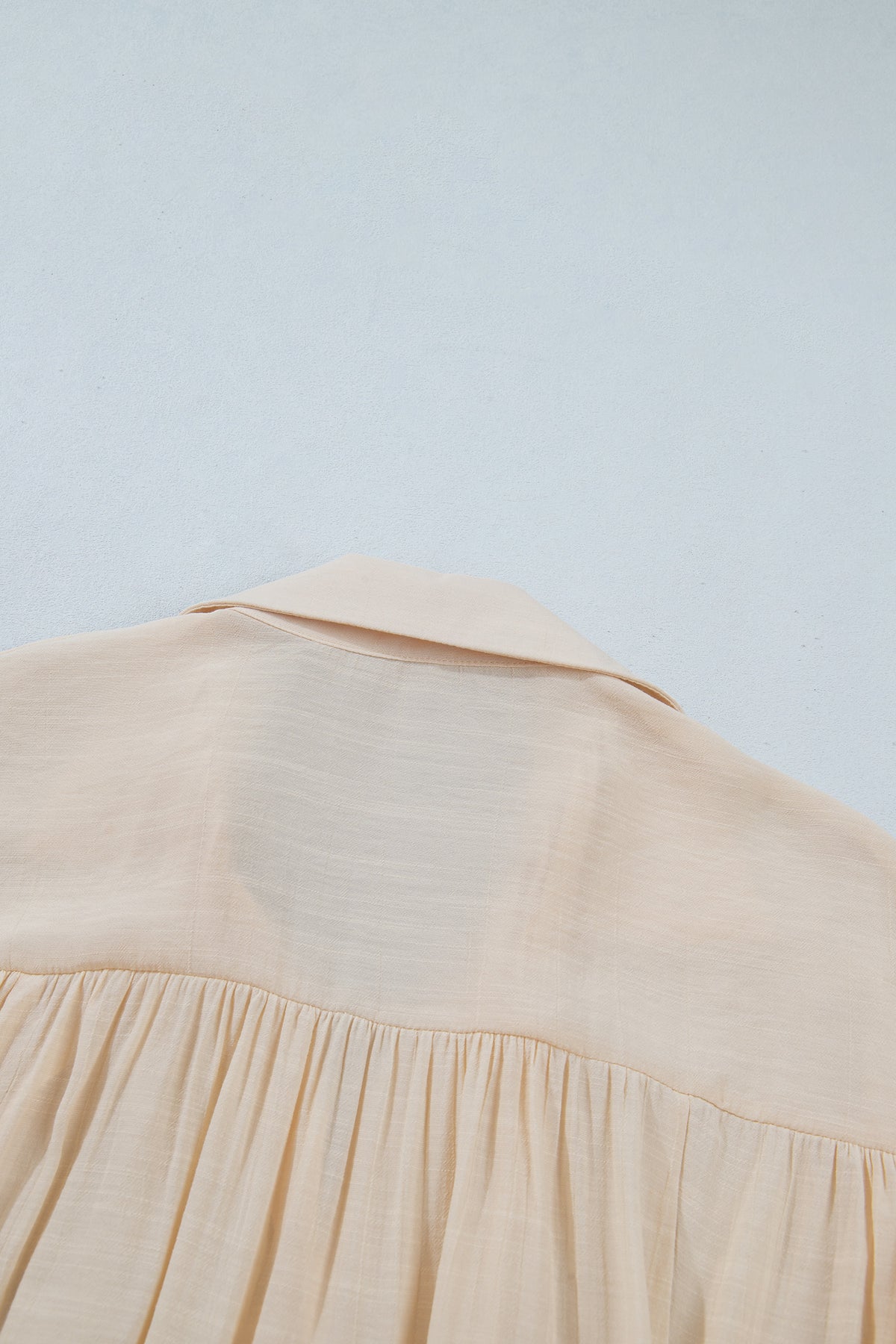 Oatmeal Sheer Lace Splicing Detail Bracelet Sleeve Loose Flowy Shirt