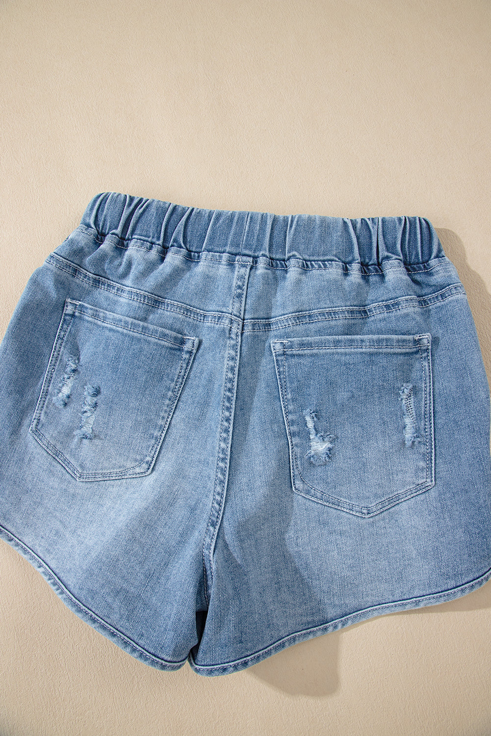 Short en jean vieilli taille haute avec cordon de serrage Myosotis