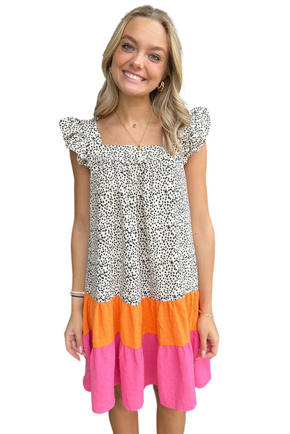 Blusa de guepardo con cuello con volantes y mangas 3/4 de color caqui 