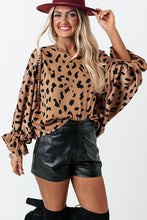 V Neck Ruffled Cuffs Loose Blouse