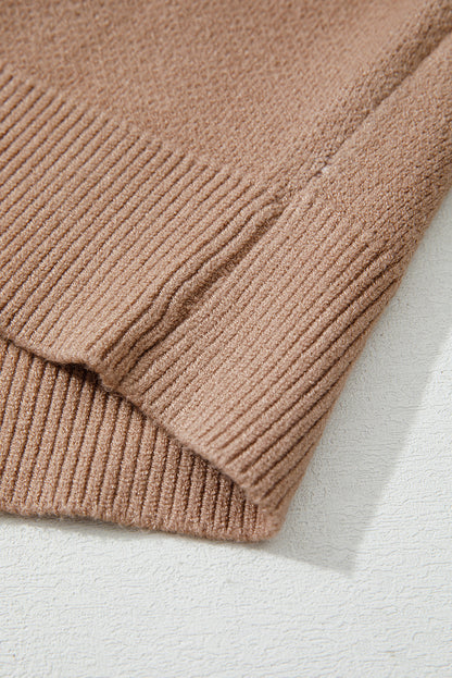 Straw Yellow Leopard Color Block Knit Round Neck Baggy Sweater