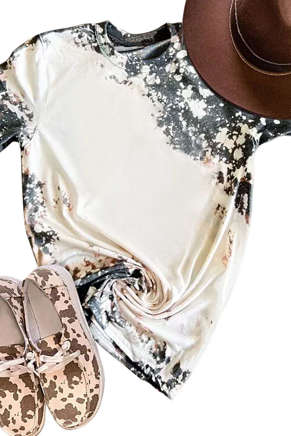 Blank Apparel - T-shirt gris teint et blanchi style western