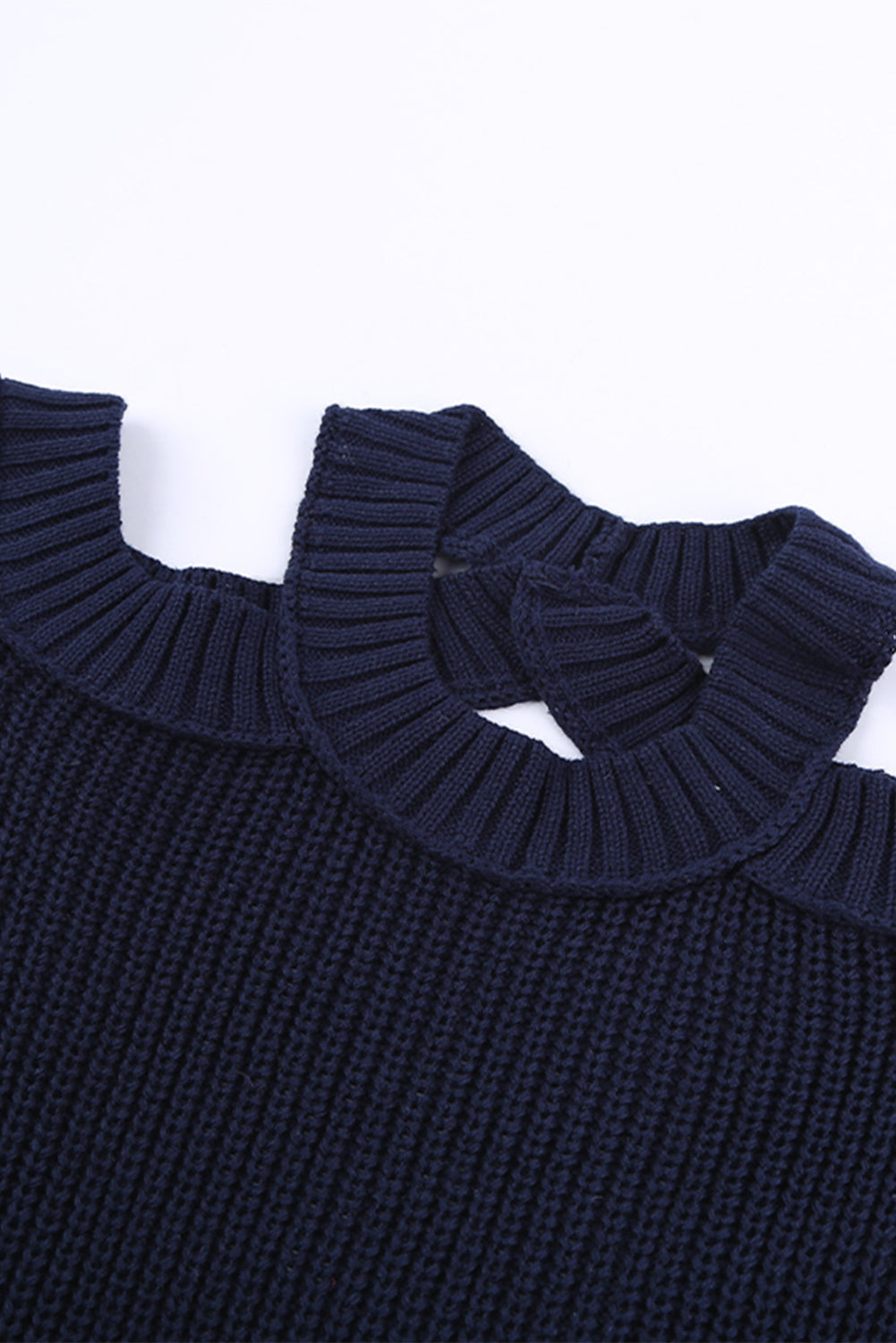 Suéter de punto acanalado con hombros descubiertos y cinturón cruzado sin espalda para mujer, informal, holgado, de manga larga, Color sólido, para invierno