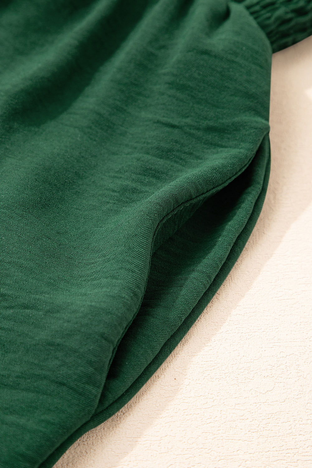 Green Smocked Sleeveless Wide Leg Jumpsuit with Pockets