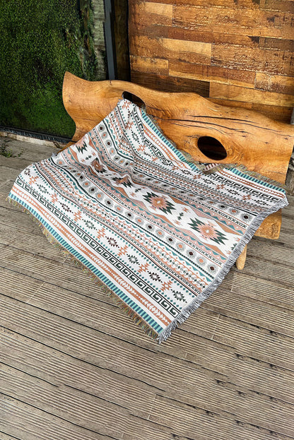 Western Pattern Tasseled Large Blanket