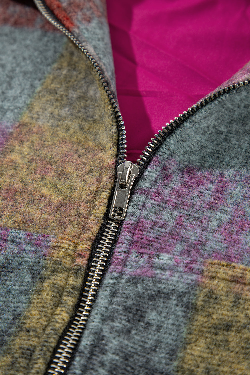 Gilet ample zippé à imprimé écossais multicolore avec poches latérales