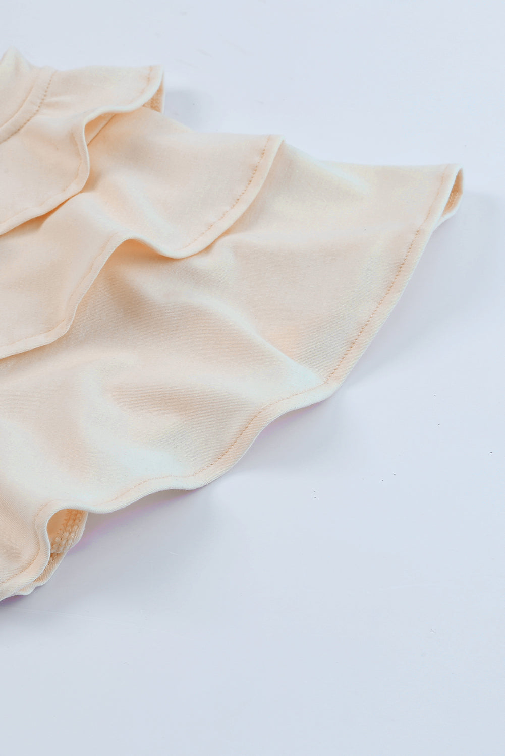 T-shirt uni à manches courtes et volants superposés 